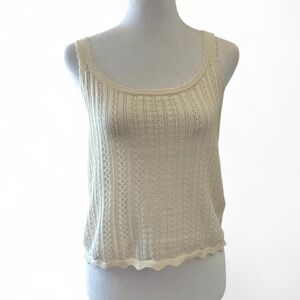 Cream 100% Cotton Pointelle Tank Top